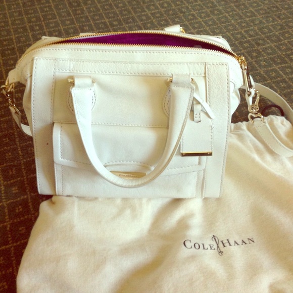 brand new cole hang white leather bag