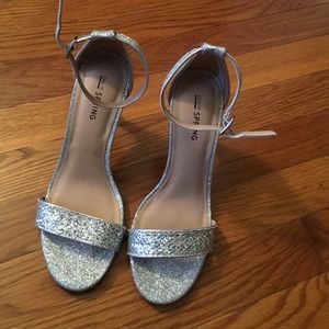 Ankle strap silver heels