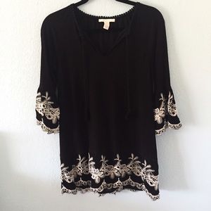 F21 Embroidered Black Dress