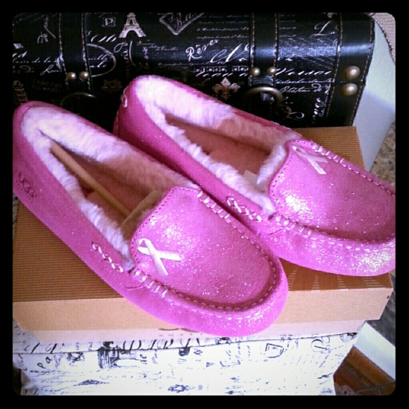 Ugg Moccasins Shiny Pink Breast Cancer Awareness