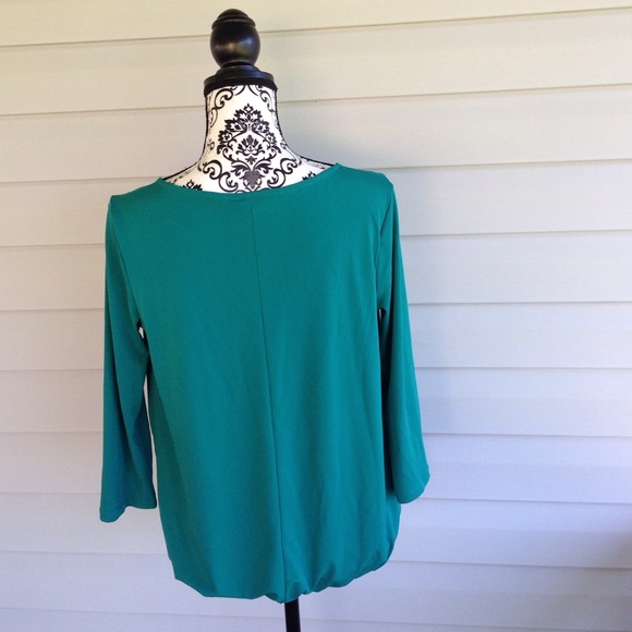 ⭐️SOLD⭐️NY&CO Teal Cutout Draped Elastic Waist Bl - Picture 3 of 4