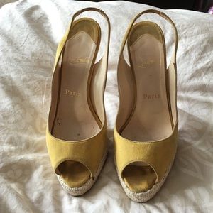 Christian louboutin yellow sling back peep toe