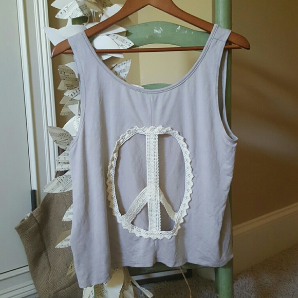 NWT Judith March peace cut out tank. Large
