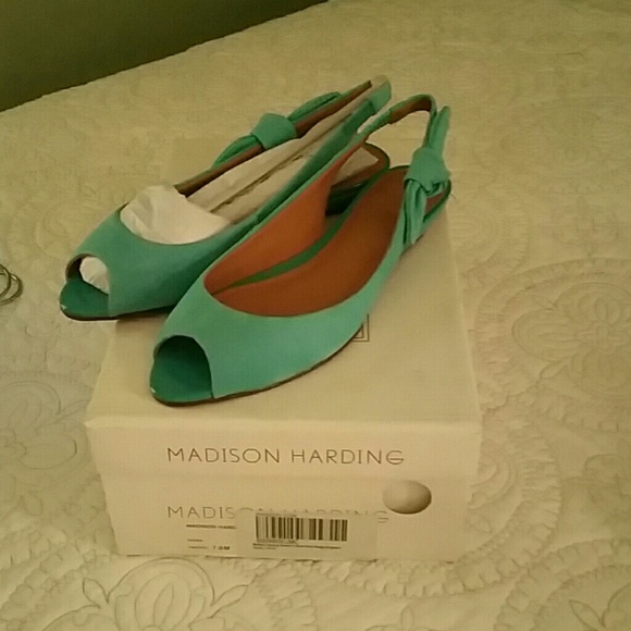 New Madison Harding Suede Wedge Slingback 7 M