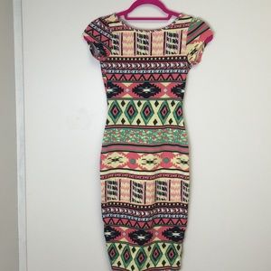 Aztec Fitted Midi Dress