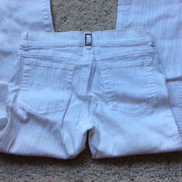 Vintage GLO white pinstripe flare jeans. Juniors size 1. - Picture 2 of 3
