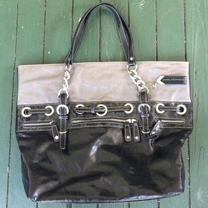 Aqua Madonna Leather and Snakeskin Travel Bag.