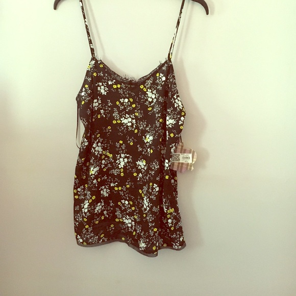 Brand new! Black tank w/ yellow and white flowers