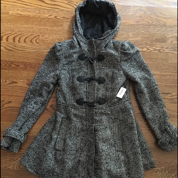 Herringbone patterned winter coat