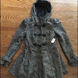 Herringbone patterned winter coat