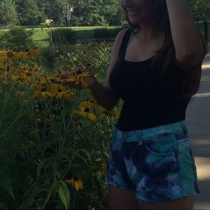 Forever21 High-Waisted Tie Dye Denim Shorts