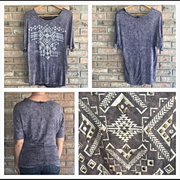 Sold Tie Dye Tribal Stud Grey Tee S color vary - Picture 4 of 4