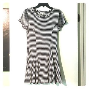 Blue and white striped T-shirt dress