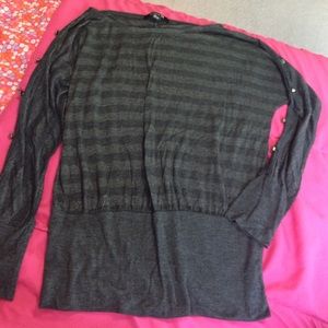 grey striped long sleeve cut out top