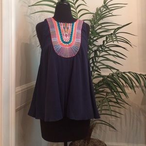 Threaded navy anthropologie tank