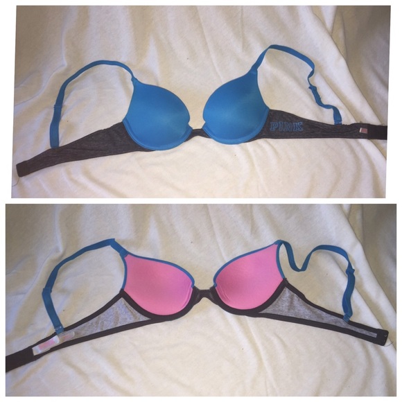 VS blue and grey bra