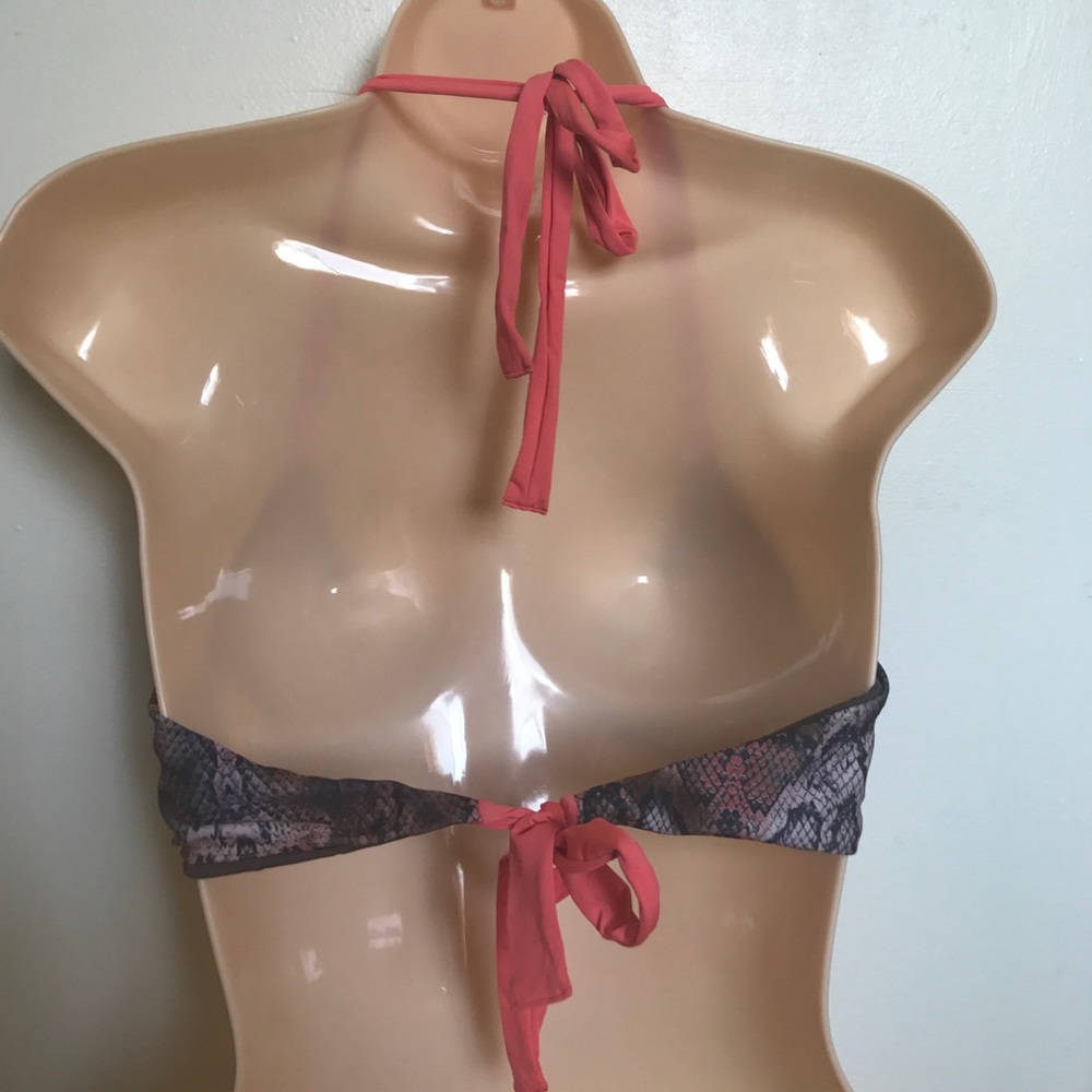 Saha Animal Print Striped Contrast Used Bikini Top - Picture 3 of 8