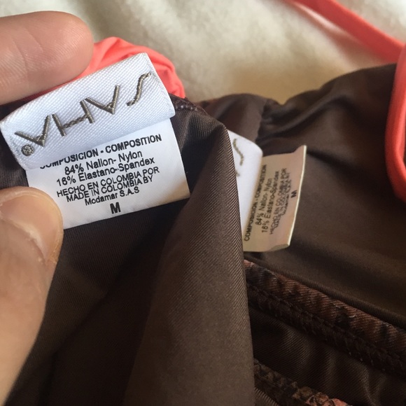 Saha Animal Print Striped Contrast Used Bikini Top - Picture 6 of 8