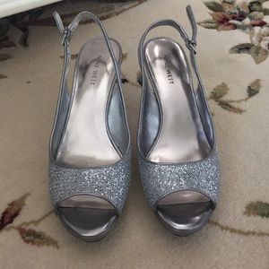 Silver sparkly heels