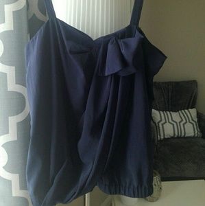 Rachel Roy navy blue drape detail top XL