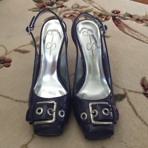 Jessica Simpson purple peep toe sling backs