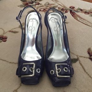 Jessica Simpson purple peep toe sling backs