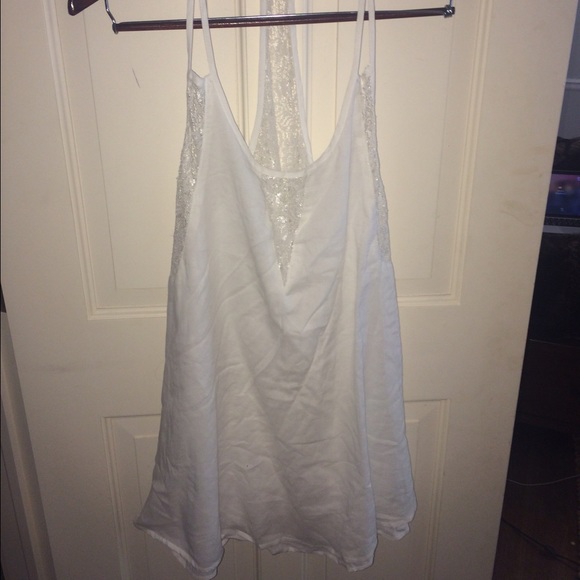 LF white lace accent dress