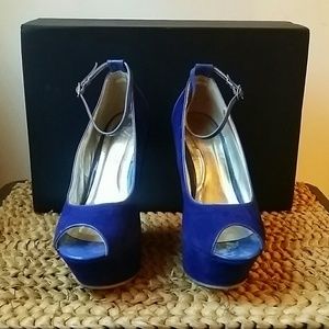 Royal Blue Wedge Heels