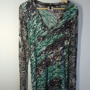 Long sleeve abstract print shirt L