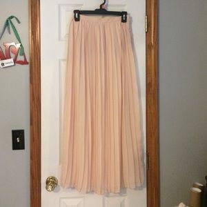Pleated Blush Maxi Skirt