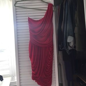 One shoulder red dress