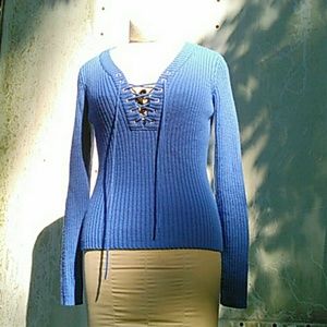 Moda International Lace Up Sweater Medium