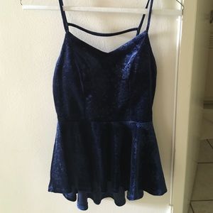 Velvet Peplum Royal Blue Tank Top