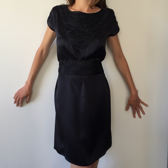 Navy blue Mango silk dress - Picture 2 of 4