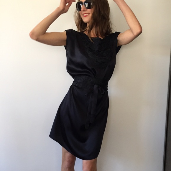 Navy blue Mango silk dress - Picture 3 of 4