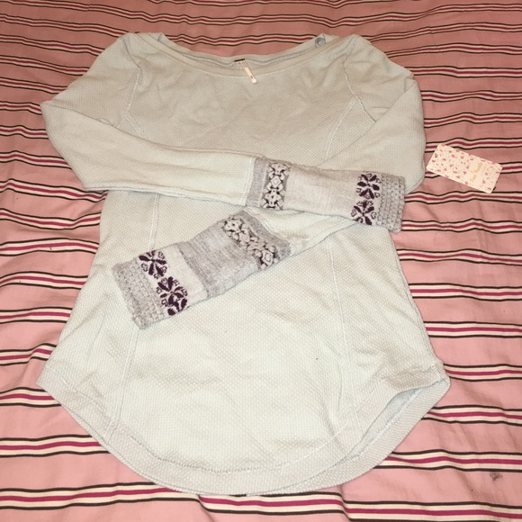 Blue long sleeve Free People shirt
