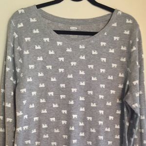Long Sleeve Waffle T Shirt with Polar Bears
