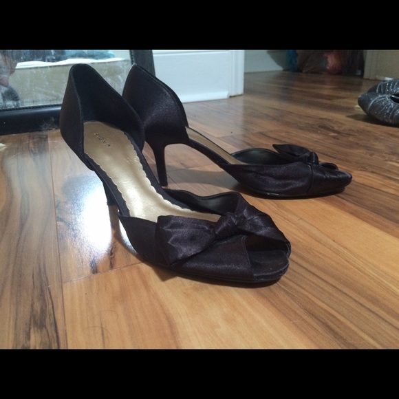 Black Satin 3" Peep Toe Heels