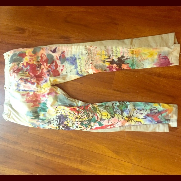 Abstract colorful painted pants one of a kind 💖💖
