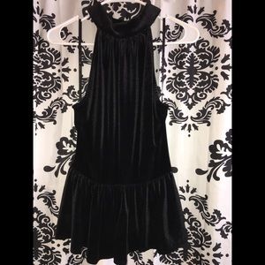 ARDEN B. Black Velvet Peplum Top w Keyhole Back