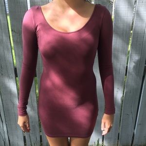 ✖️sold✖️Light Maroon Long Sleeve Bodycon Dress