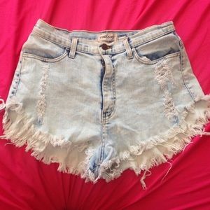distressed TOBI denim/jean high-waisted shorts