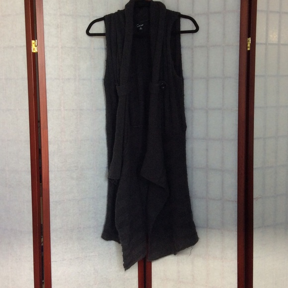 Cecico Jackets & Blazers - Vintage Cecil Dark gray wool knit knee-length sweater duster open vest. Size M.
