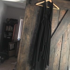 Halter Neck Line Black Hi-Low Dress