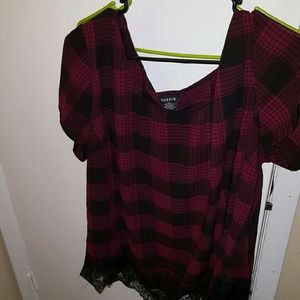 Torrid Red plaid tulip back top