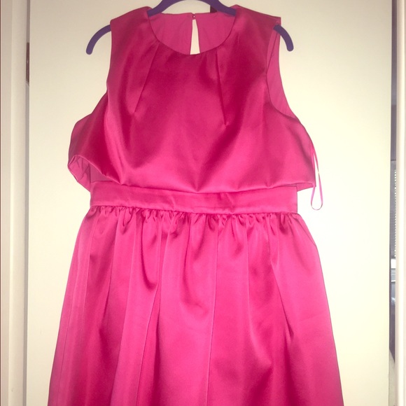 Topshop Hot Pink Crop Overlay Duchess Satin Dress