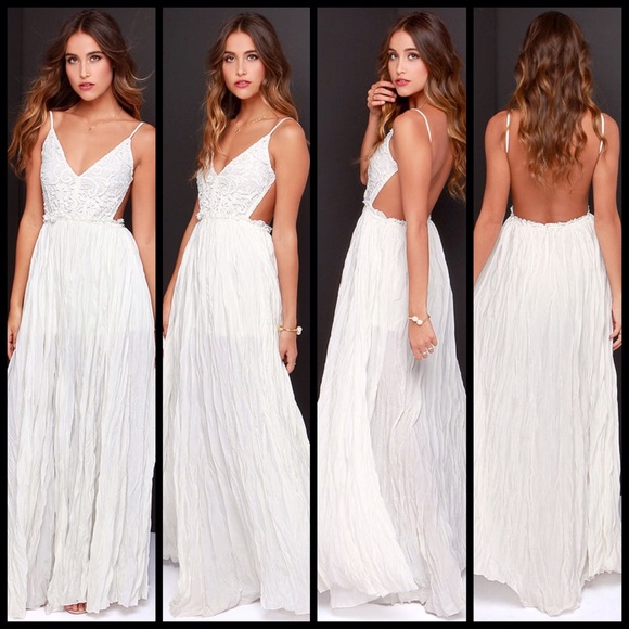 Crocheted Backless Maxi Dress
