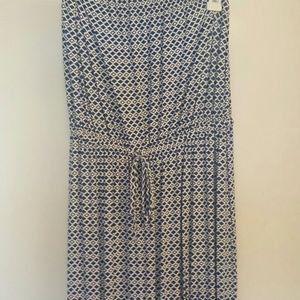 Old navy strapless maxi dress blue and white