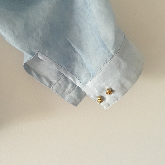 Massimo Dutti baby blue silk blouse - Picture 3 of 6