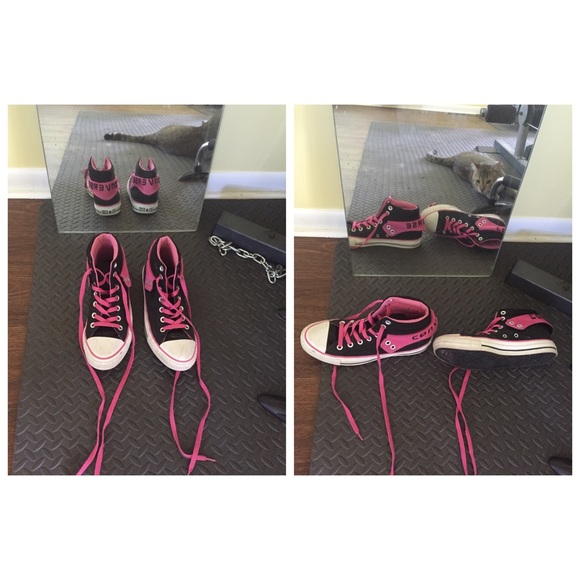pink high top fold over converse